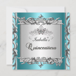 Convite Tiaro Azul Turquesa Quinceanera 15º Aniversário