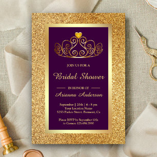 Convite Tiaro Brilho Dourado Princesa Chuveiro de Noiva Ro
