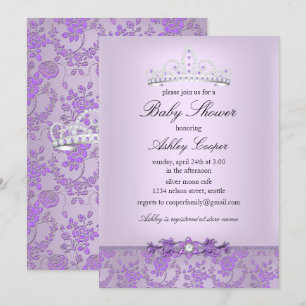 Convite Tiaro de Baby Shower da Princesa Roxa