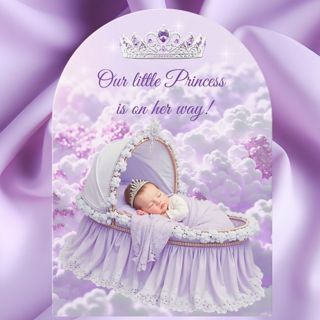 Convite Tiaro de Bebê Lilás Roxo Princesa para Chá de Bebê (Criador carregado)