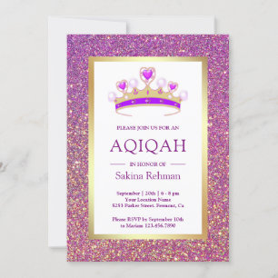 Convite Tiaro de Brilho Roxo Princesa Aqiqah