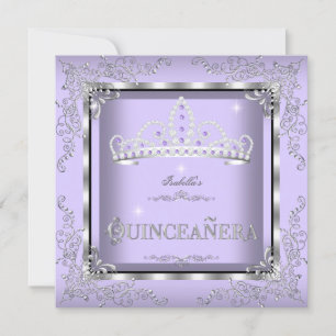 Convite Tiaro de Diamante Prata Lavanda Roxo Quinceanera 4