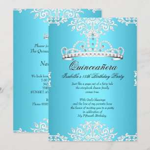 Convite Tiaro de festa de 15 anos Blue Quinceanera 3