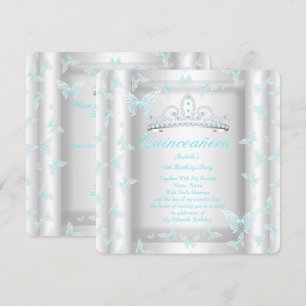 Convite Tiaro de festa de Quinceanera azul turquesa bonito