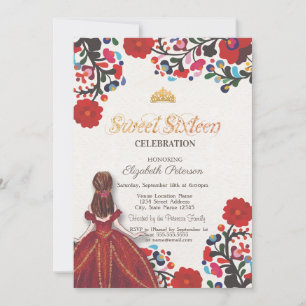 Convite Tiaro de Flores para Vestido de Festa Mexicana Doc