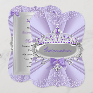 Convite Tiaro de Lavanda Roxa Damasco Festa Quinceanera