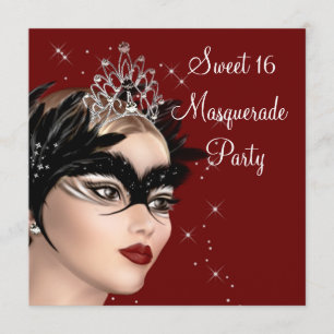 Convite Tiaro de Máscara de Pena Sweet 16 Festa de Mascara