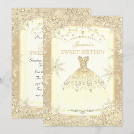 Convite Tiaro de vestido dourado Winter Wonderland Sweet 1