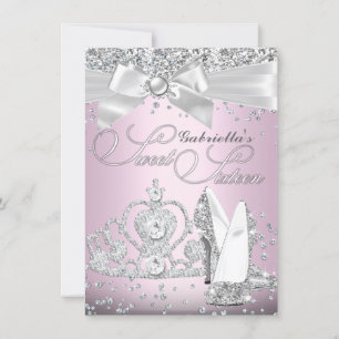 Convite Tiaro e Saltos Sparkle Sweet Sixteen Rosa