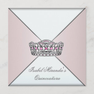 Convite Tiaro Marfim Rosado Classe Quinceanera Festa de 15