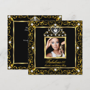 Convite Tiaro Preto Dourado Fabuloso para Festa de Anivers