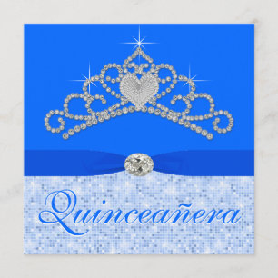 Convite Tiarra de Diamante Azul Blue Quincenera