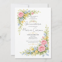 Tiarra de Quinceanera em aquarela feminina