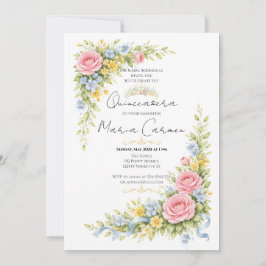 Convite Tiarra de Quinceanera em aquarela feminina