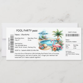Convite Ticket-Style Pool Party Invitation – Birthday Bash
