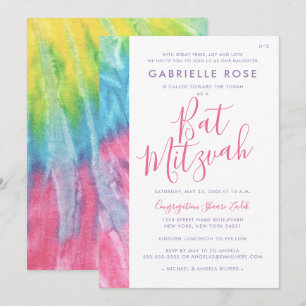 Convite Tie Dye Bat Mitzvah Hippie Chic Chic Chink