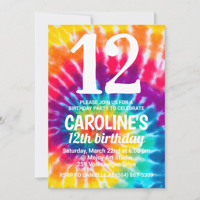 Convite Tie Dye Birthday Invite (Frente)