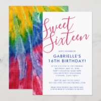 Tie Dye Hippy Chic Red Blue Yellow 16th Bday Party