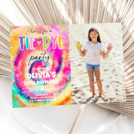 Convite Tie Dye Party Hippy Bright Colors Girl Aniversário