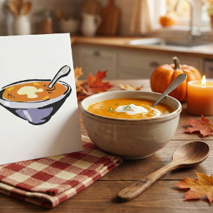 Convite Tigela de Sopa de Tomate com Colher