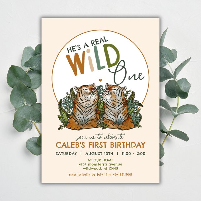 Convite Tigers Wild One First primeiro aniversario (Criador carregado)