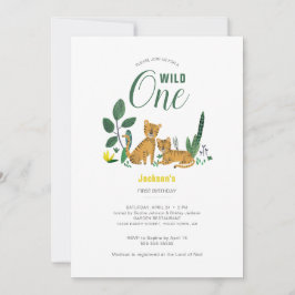 Convite Tigre animal listrado de menino da selva verde tro