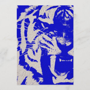 Convite tigre azul do vintage do abstrato do animal
