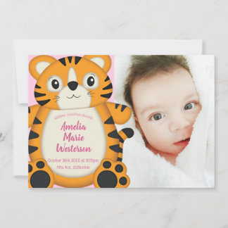 Convite Tigre Chá de fraldas Safari Garota Rosa