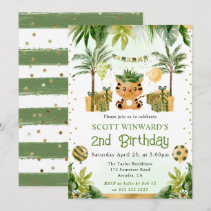 Convite Tigre da Selva em Aquarela Aniversário de Crianças