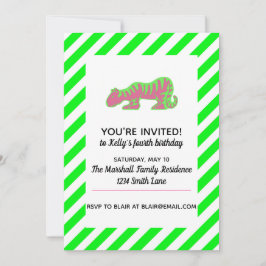 Convite Tigre rosa e verde