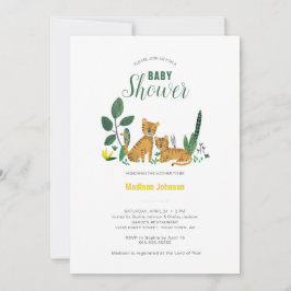 Convite Tigre Selgle Girl Animal | Placa de Chá de fraldas