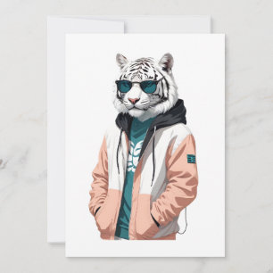 Convite Tigre Vestindo Hoodie Funny Legal Caráter Animal