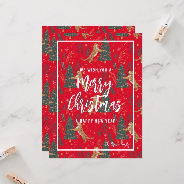 Convite Tigres, Árvores de Natal, Feliz Saudação de Natal (Frente/Verso In Situ)