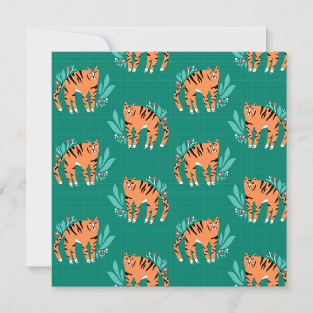Convite Tigres com flores (Frente)