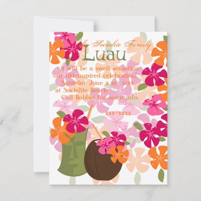 Convite Tiki Blossoms (Frente)