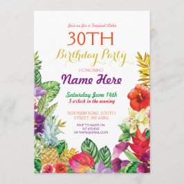 Convite Tiki tropical Aloha Chalk Festa de aniversário Con