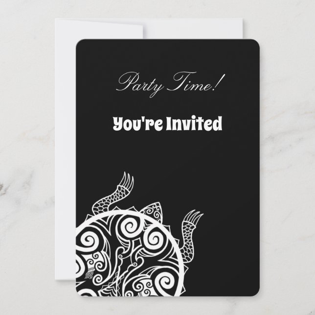 Convite Tiki Warrior Turtle Tattoo (Frente)