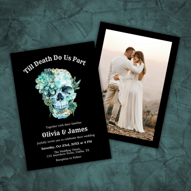 Convite Til Death Do Us Part Photo Halloween Wedding (Til Death Do Us Part Halloween Photo Wedding Invitation )