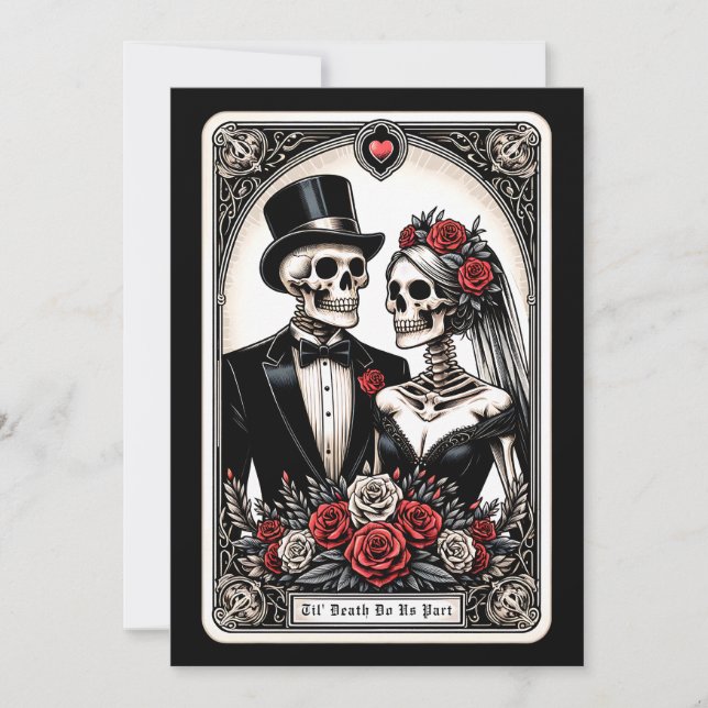 Convite Til Death Do Us Part Rosa Tarot Wedding (Frente)