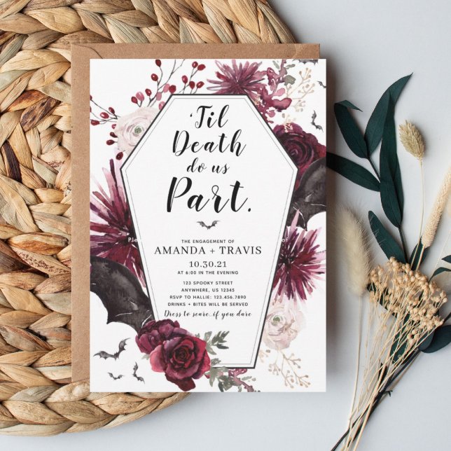 Convite Til Death Nos Part Festa de noivado Coffin (Criador carregado)