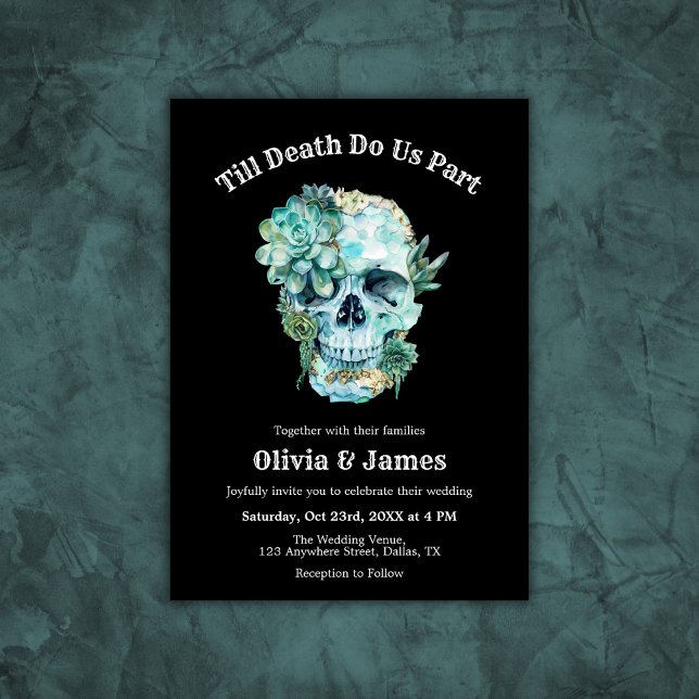 Convite Til Death Nos Parte Do Casamento De Halloween Góti (Til Death Do Us Part Gothic Halloween Wedding Invitation )