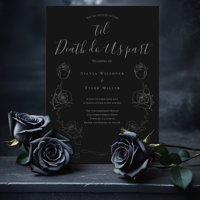 Convite Til Death Nos Parte Do Casamento Gótico De Cinzas  (Add this invitation to your cart for love meant to last until the very end.)