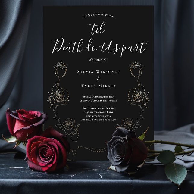 Convite Til Death Nos Parte Do Casamento Gótico Negro (The last wedding invitation you'll ever need. Add it to your cart and bring this search to an end.)