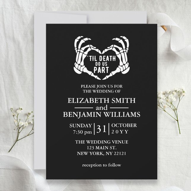 Convite Til Death Nos Parte Do Invit De Casamento Do Dia D (Til Death Do Us Part Black Gothic Wedding Invitation
)
