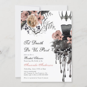 Convite Til Death Nos Pede Chá de panela Rosa De Hallowee