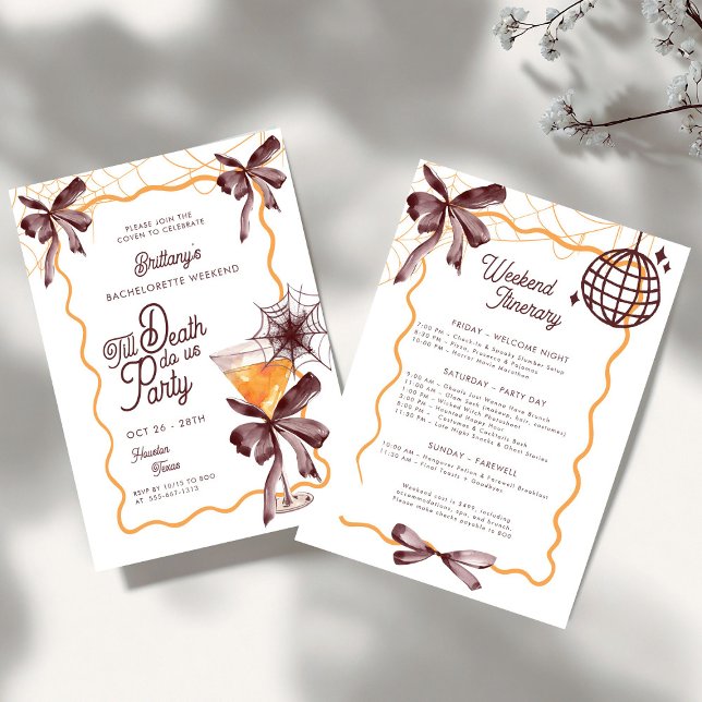 Convite Till Death Bow Cocktail Halloween Bacheloerette In (Criador carregado)