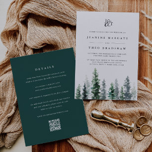 Convite Timber Grove Monograma Duplo de Casamento