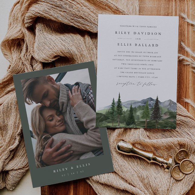 Convite Timberline | Casamento de Floresta e Montanha com  (Criador carregado)
