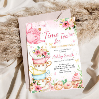 Convite Time for Tea Birthday Party Invitation