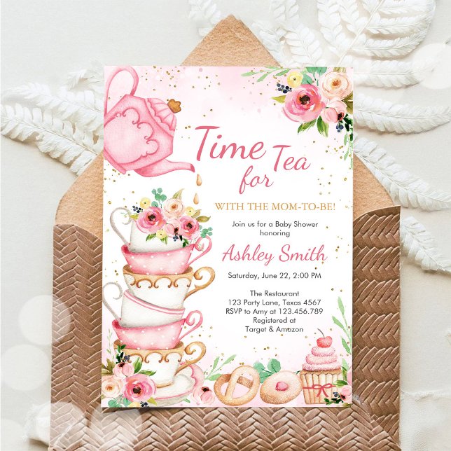 Convite Time for Tea Birthday Party Invitation (Criador carregado)